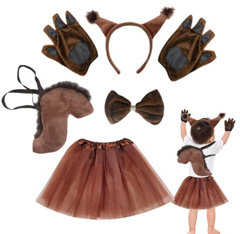Youding Orecchie di Scoiattolo | Cosplay per Halloween con coda,Set Di Costume Animali Peluche | Per Natale Pasqua Teatro Opere Scuole Compleanno Bambini Cosplayers