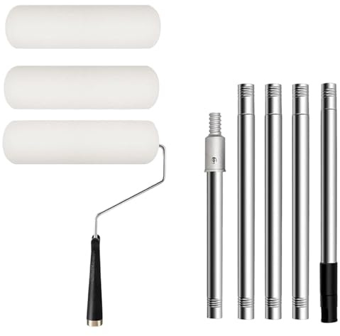 Pennello Rullo Per Verniciatura, Kit Rullo Pittura Parete con Asta Allungabile, 23 cm Casa per Pittori Interno Esterno Casa Soffitto Porta Armadio Mobili Macchie Olio, Attrezzi per Miglioramento