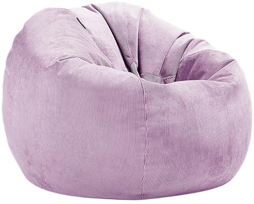 OPIGJUFD Funda para Silla De Puf Funda de puf Pana sin Relleno, sillón, salón, rincón, Juego, película, Saco(Light Purple,D80cm-2.6ft-Cover)
