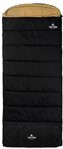 Teton -35F Degree Deer Hunter Sleeping Bag. Warm and Comfortable Camping Sleeping Bags, Teton Tough Canvas Shell for Camping, Hunting, and Cold Weather, Black