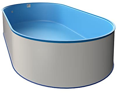 Stahlwand Ovalpool-Set (L x B x T) 6,00 m x 3,20 m x 1,20 m, Pool Made in Europe, mit Edehlstahlleiter für Tiefbecken, SF133 Sandfilteranlage mit 6 m³/h, Einbauskimmer, Filtersand, Poolschlauch