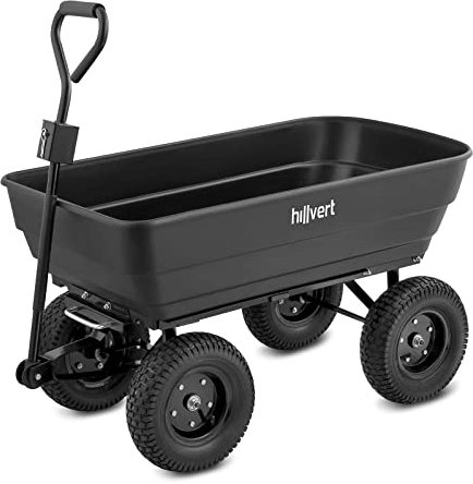 Hillvert Bollerwagen Gartenwagen Handwagen Transportwagen Luftbereifung HT-Q.BASS-125G (125 L / 350 kg, Kippfunktion, Anhängevorrichtung, Luftreifen), Grün