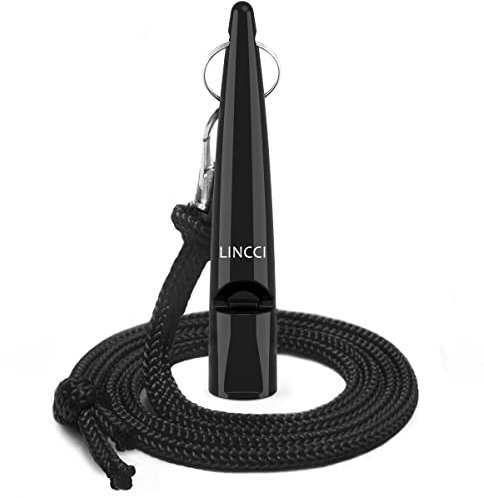 LINCCI Hundepfeife mit Pfeifenband für Hundetraining & Erziehung Profi Trainingspfeife mit Genormte Frequenz Hörbar Hundepfeifen Rückruf Laut & Weitreichend Hunde Pfeife mit Umhängeband Schwarz