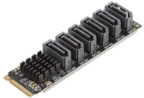 M.2 to SATA3.0 Adapter Card, M.2 M-Key PCIE3.0 to SATA Adapter, ASM1166 6Gbps 6 Port Expansion Card with Smart Indicator