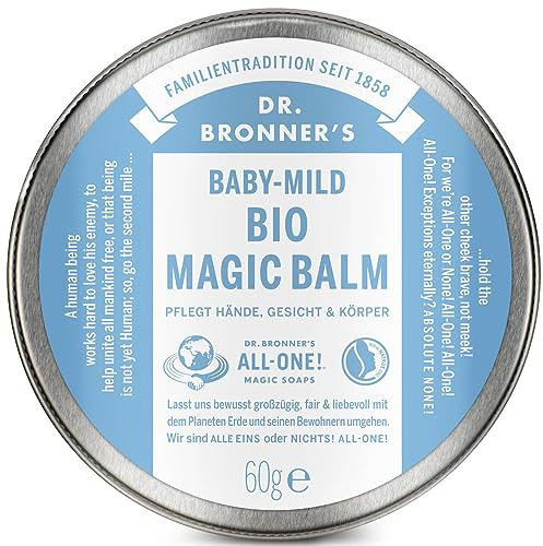 Dr. Bronner's Bio Magic Balm | Baby Mild | mit wertvollen Bio-Ölen | Spendet intensive Feuchtigkeit | Für unterwegs | Baby-Pflege | 60 g (2 x 60 g)