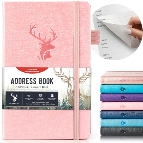 Address Book with Alphabetical Tabs: Hardcover Small Passwordbook - Address Book Large Print for Phone Numbers - Internet Website Logins - AddressNotebook Journal for Home 5*7.6-Pink