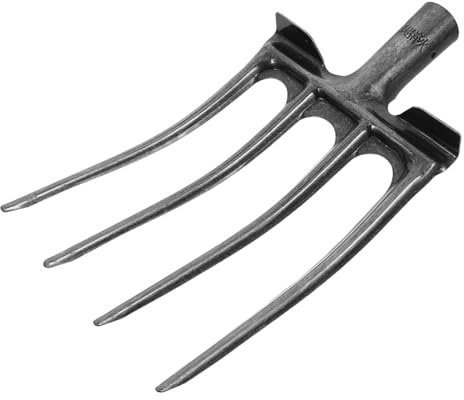 BESPORTBLE Horquilla De Acero para Jardín De Cuatro Dientes Utilizable para Triturar La Tierra Manipular Estiércol El Patio Granja Cabezal De Herramienta De Jardinería