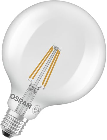 OSRAM Lámpara LED Star Globe G125 60 Filamento, 2700 K blanco cálido, 5,9 W, E27, transparente, 806 lm, 15.000 h, para luminarias colgantes, forma de bola grande