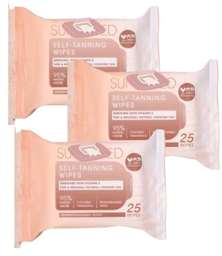 E-FICCI Self Tanning Bundle – 3 x 25 Self Tanning Wipes + E-FICCI Thank You Card – 75 Total, Natural Glow, Travel-Friendly