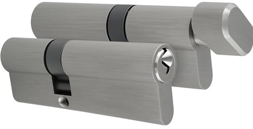 Set de serrures cylindriques 30/50 mm | Cylindres de serrure et cylindres à bouton avec 5 clés | Cylindres profilés pour porte d’entrée et porte d’appartement | Set de serrures de porte pour la