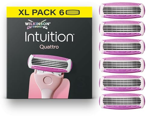 Wilkinson Sword Intuition Quattro rakapparat för kvinnor, XL förpackning, sex ersättningsblad