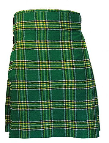 Tartanista - Herren Kilt - irisch - 4,6 m (5 Yard) Stoff - 283 g (10 oz) Stoffgewicht - Irish National - Taille (Nabelhöhe) 116,8cm (46“), Länge 61cm (24“)