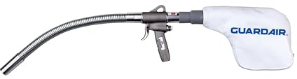 Guardair Flexible Gun Vac 1548 Pneumatic Hand Held Vacuum Cleaner Suction Kit with 18-Inch Flexible Metal Extension and High Filtration Collection Bag, 12 inch
