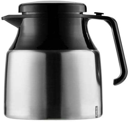 Helios Mondial Edelstahl Thermoskanne 1,3 L – 6h heiß - Bruchsicher – Inkl. Teebeutelhalterung – Einfache Reinigung, Matt