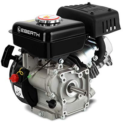 EBERTH 3 PS 2,2 kW Benzinmotor Standmotor Kartmotor Antriebsmotor mit 16 mm Ø Welle, 4-Takt, 1 Zylinder Benzin Motor, 87 ccm Hubraum, luftgekühlt, Seilzugstart, Benzin Motor mit schwarzem Tank