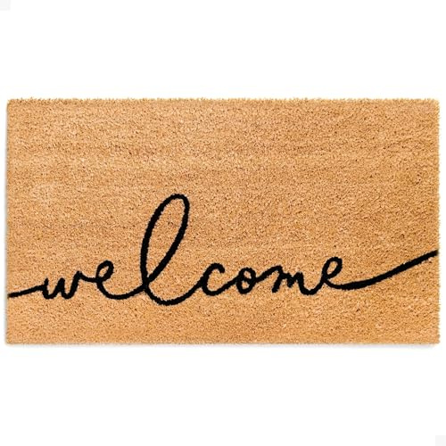 THEODORE MAGNUS Welcome Mat - Aesthetic Script, Non-Slip, Tufted - 17x30