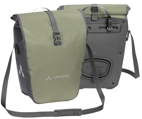 VAUDE Fahrradtaschen für Gepäckträger Aqua Back 2x24L in beige 2 x Hinterradtaschen wasserdicht, Fahrrad Gepäckträgertasche hinten, einfache Befestigung – Made in Germany