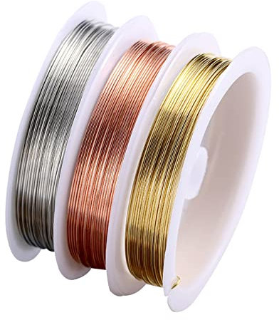 Redamancy Schmuckdraht, 3 Rollen 0,3 mm Basteldraht Dünn, 15 m/Rolle Draht zum Basteln, Kupferdrahtrolle zur Schmuckherstellung, Draht für Schmuckherstellung für Basteln und Schmuck Herstellung