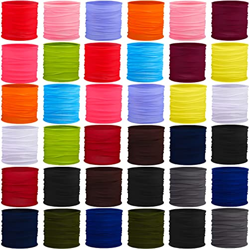 Unittype 36 Pcs Neck Gaiters Scarf Head Wrap Headwear Seamless Tube Bandana Balaclava Breathable Face Mask Sun Bandanas for Women Men Running Cycling Fishing, 17 Colors