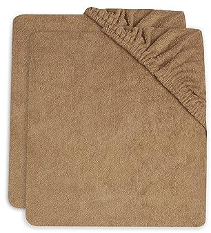 Jollein Wickelauflagenbezug - Biscuit - 2er Pack - 50x70cm - Baumwollfrottee - Bezug Wickelauflage - Hellbraun