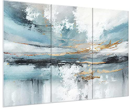 Lot de 6 grands panneaux acoustiques autocollants pour décoration murale, panneaux insonorisants pour studio d'enregistrement, salon et chambre à coucher, 183 x 122 cm (lac du ciel)