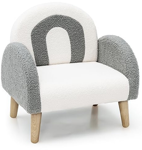 COSTWAY Kindersessel für Kleinkinder, Kindersofa gepolstert mit Rückenlehne, Kindercouch Kinderstuhl für Kinderzimmer, Spielzimmer & Kindergarten, 51 x 42 x 51cm (Grau)