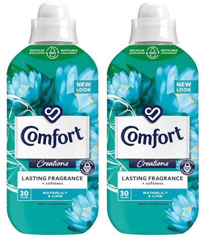 Comfort Creation Concentrated Fabric Conditioner with 100 Days of Long Lasting Fragrance and Softness Intense Liquid Fabric Softener 30 Washes, 900 ml (Waterlily & Lime, Buy 2)