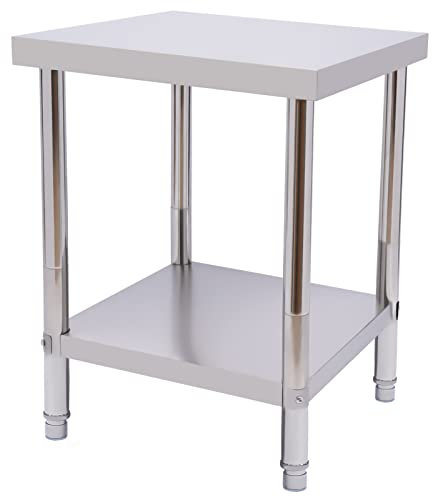 OUKANING 2 Etagen Arbeitstisch Edelstahl Gastro Edelstahltisch, Silber, Tragfähigkeit 300-400kg, Freistehend, Rechteckig, Küchenregal Für Küchen, Hotels, Restaurants (Typ 3: 60x45x80cm)