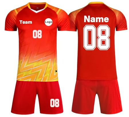 Macchiole Custom Football Jerseys for Youth Adult Kids Personalised Football Uniform Shirts and Shorts with Your Name Number Team Red