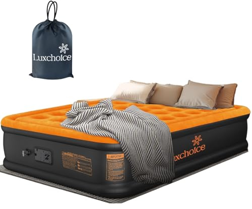 Luxchoice Luftbett 2 Personen Luftmatratze Selbstaufblasend mit Integrierter Elektrischer Pumpe Premium Gästebett Aufblasbare Bett Matratze für Camping oder Heimgebrauch 203×152×40cm 300KG Max