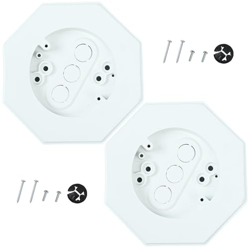 Vinyl Siding Mounting Blocks, Outdoor Light Octagon Mount Block With Built-in Electrical Box for 1/2 Inch Lap Double and 4 Inch Siding (2, White)