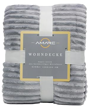 Warme Kuscheldecke 150x200cm - Weiche Wohndecke, Flauschige Fleecedecke, Sofadecke & Couchdecke, Überwurf Bett und Sofa, Wohn- & Kuscheldecke,Öko-Tex (Sibergrau)