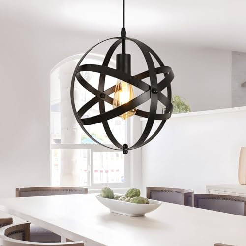 DELIPOP Lampadario a Sospensione Industriale, Lampadario Plafoniera E27 Vintage in Metallo, Cavo Regolabile, Lampada a Sospensione moderna per Cucina Camera da letto Sala Da Pranzo