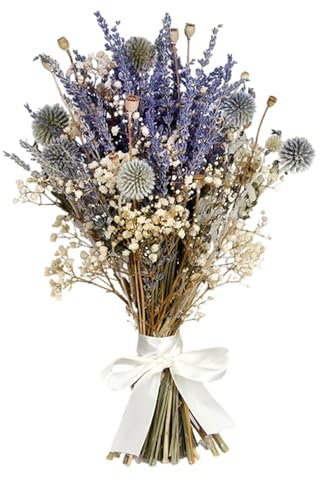 HXNH Flor de lavanda seca natural, 45 cm, para ramos de boda, decoración de mesa, decoración del hogar