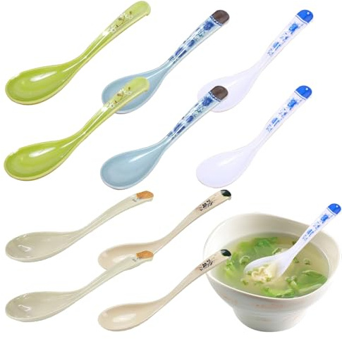 Yueser Ramensked, 10 Stycken Soppsked Melamin Skedar Asiatiska Soppskedar Plast Risskedar Smakskedar