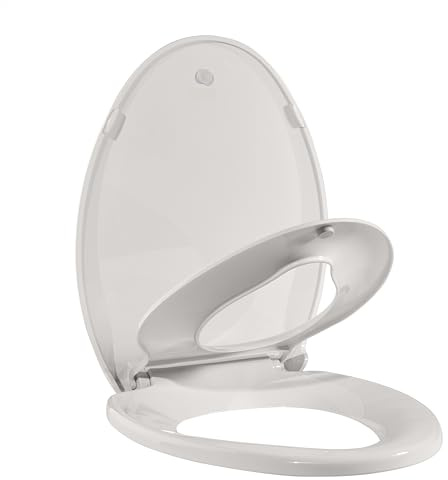 Toilet Seats Elongated,19 Extra Long Toilet Seat,Built-In Potty Training Seat for Toddlers,Safe & Durable PP Material,Quiet-Close Hinges, Easy Installation & Release with Hardware