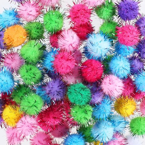 Classicseali 100 pompones de colores para manualidades, cuentas de conejo, pompones, bolas de fieltro multicolor para manualidades, manualidades, cumpleaños, bodas, fiestas, decoración de 2 cm para