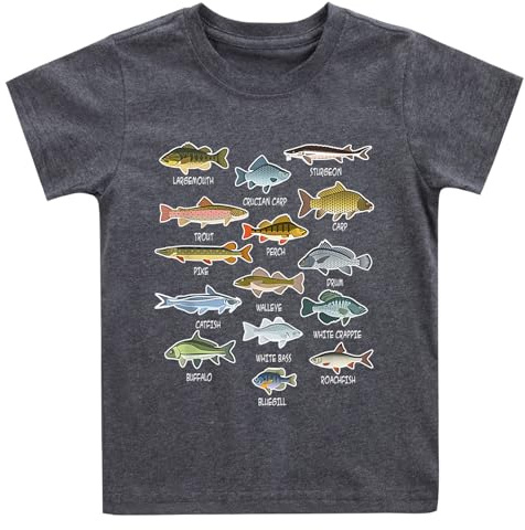 Toddler Boys Fish Graphic Shirts Baby Kids Summer T-Shirt Cute Fish Biologist Children Tees Tops Fisherman Gift 6 Years