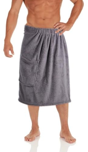 Sauna Kilt para hombre con bolsillo, toalla ajustable con cierre de nailon, cómoda toalla de baño con cintura elástica