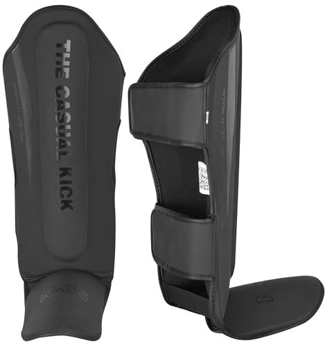 N-35 Schienbeinschoner Carbon für Kampfsport, Schwarz, Unisex, Kunstleder mit Klettverschluss, für Taekwondo, Kickboxen, Muay Thai (Small)