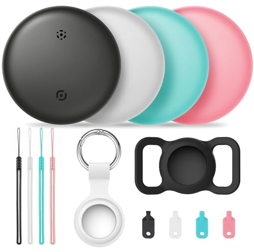 FIDECO Air Tracker Tag - 4 Pack [Certifié Apple MFi], Tracker Bluetooth Fonctionne avec l'APP Apple Find My (iOS uniquement), Étiquette intelligente pour localisateur de clés et d'articles pour clés