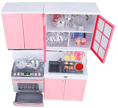 Sorandy Juego de Juguetes para Juego de rol de Cocina para Niños, Utensilios de Cocina Divertidos con Sonido y Luz para Jugar en Casa, Regalos para Niñas, Hechos de Plástico