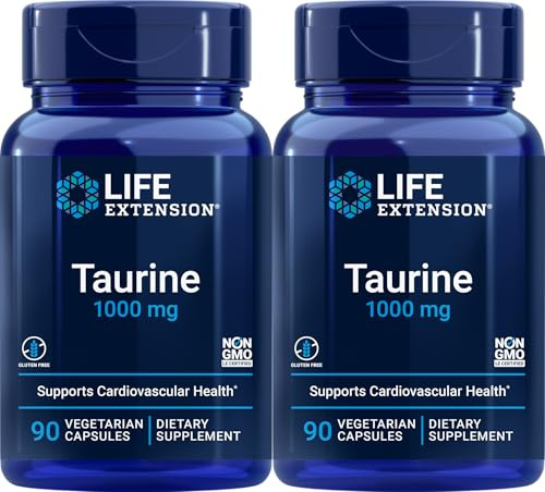 Life Extension Taurine 1,000 mg, 90 Vegetarian Capsules (Pack of 2)