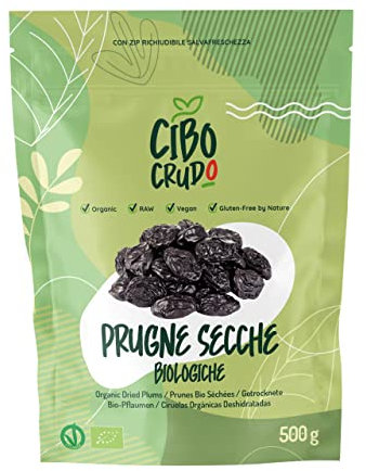 Prugne Secche Denocciolate Senza Zucchero e Biologiche - 500g. Prugna Naturale non Trattata e Senza Conservanti da Consumare come Snack o per Gelati e Dolci.