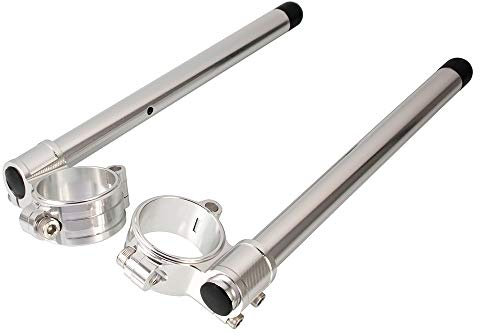 Für EX250 2008-2012 für Ninja 300R 2013-2018 CNC Aluminium Motorrad Stummellenker 37mm Klammer 7/8 Zoll Bars für CBR300R 2014-2018 für CBR600F 1987-1990 (Silber)