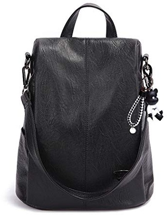 BUKESIYI Damen Tasche Rucksack Handtasche Frauen backpack Klein Anti Diebstahl Schulrucksack Laptop Weekender PU Leder DE78134 Schwarz