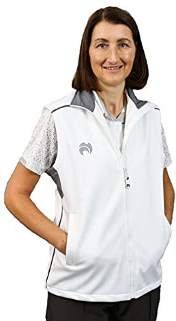 Henselite Womens Bowling Soft Shell Body Warmer-Color White with Grey Trims Size XL