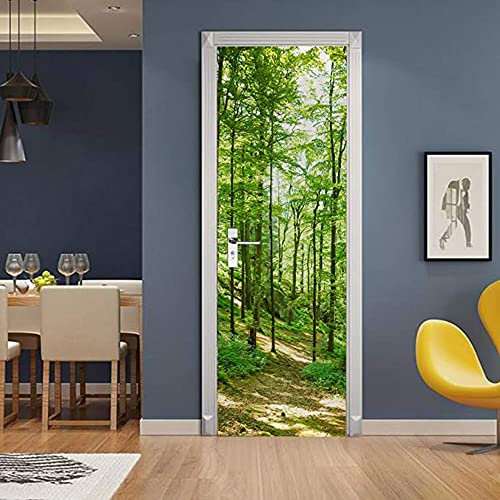 ZIYUEZIKUN Adesivo porta Trompe l'occhio effetto 3D interno in PVC adesivo da parete decorativo per soggiorno, cucina, camera da letto, bagno, carta da parati (77 x 200 cm) (B)