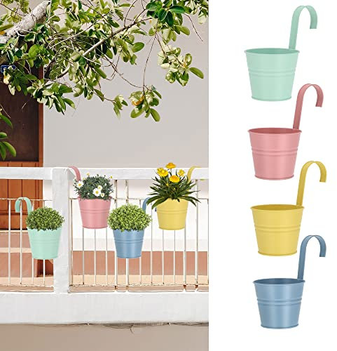 Cepewa Übertopf 4er Set Pastell Springflower │ Blumentopf zum Hängen Ø 13cm rosa gelb grün blau │ Topf für Blumen Kräuter Pflanzen (1 x 4er Set Übertopf Pastell Ø13cm)