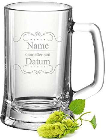 GRAVURZEILE Leonardo Beer Mug with Engraving - Beer Connoisseur - Gift for Dad Grandpa - Ideal as a Father's Day Gift - Pilsglas Wheat Glass Oktoberfest - Birthday Gift for Men Size 0.5 L